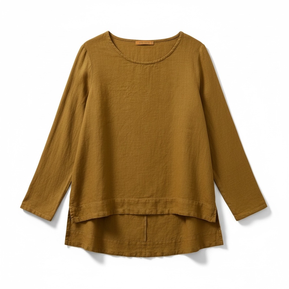 Cut Loose Mustard Linen Hi-Low Tunic Top XS - Picture 3 of 7